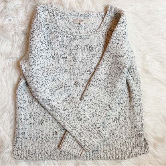 LOFT Beaded Snowflake Sweater Size XL - Picture 2 of 8